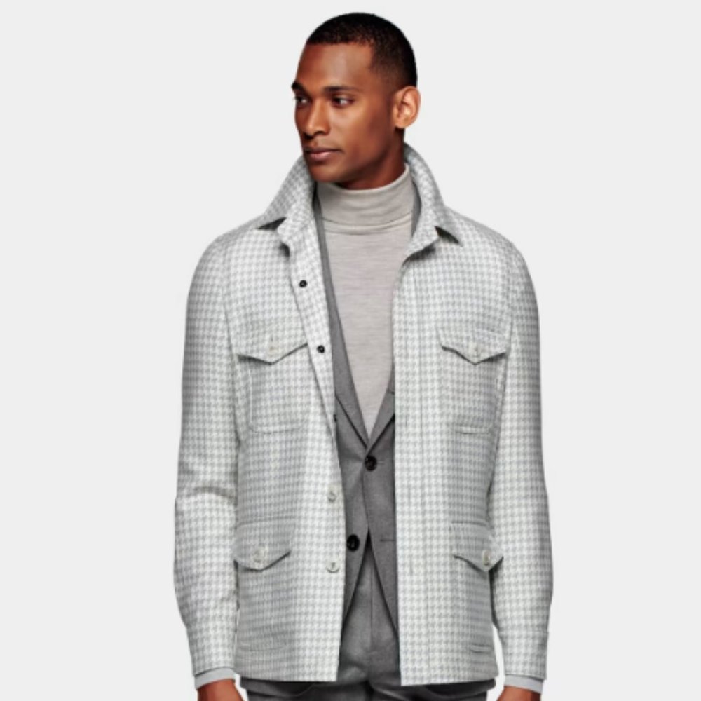 Suitsupply 36R Houndstooth William Shirt Jacket $449 MSRP